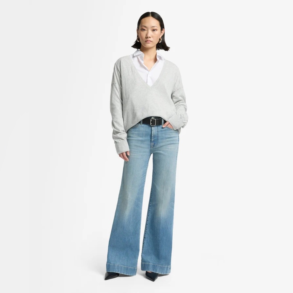 7 For All Mankind Blue Wide Leg Jeans